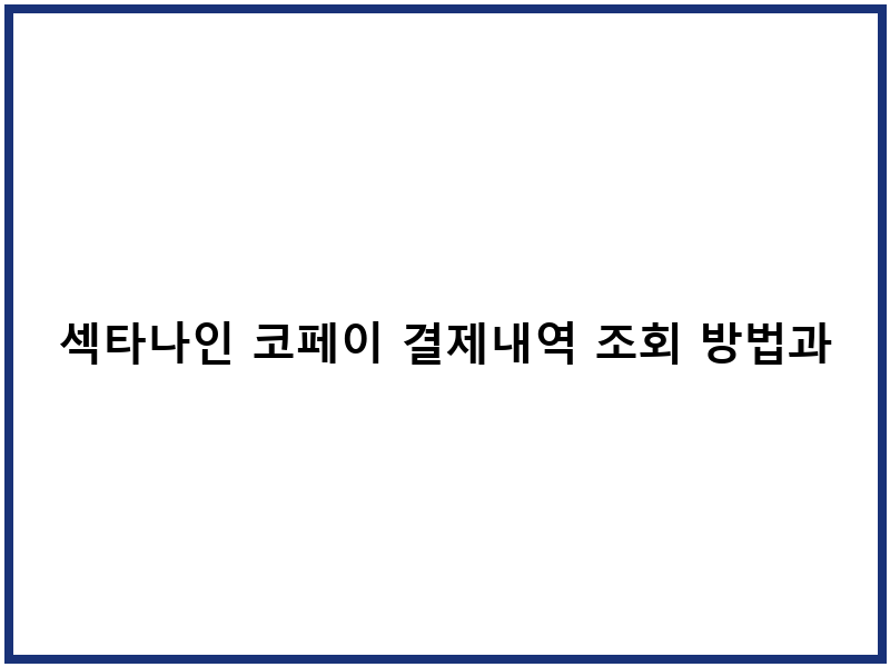 섹타나인 코페이 결제내역 조회 방법과 확인팁