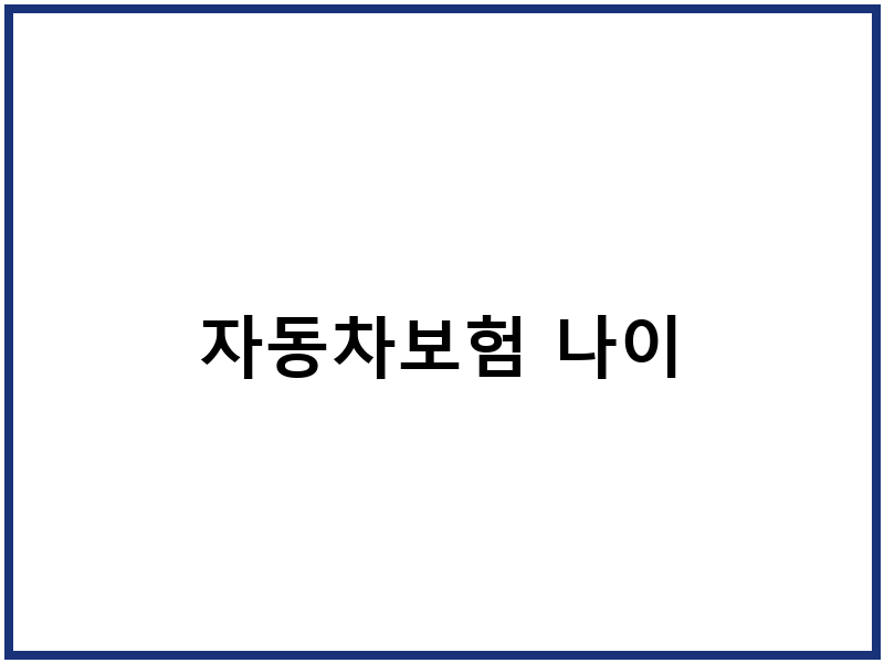 자동차보험 나이