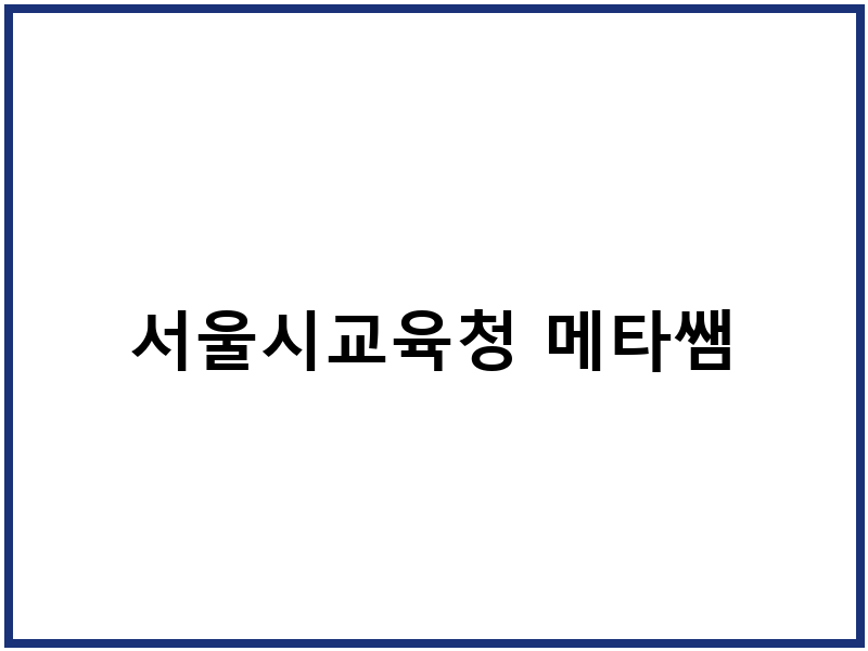 서울시교육청 메타쌤