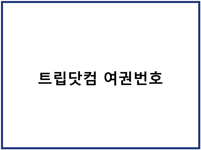 트립닷컴 여권번호